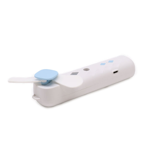 White and light blue device on a white background