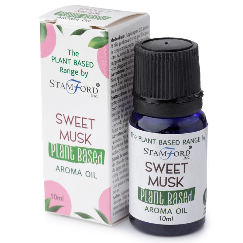 Stamford Sweet Musk plant-based aroma oil bottle and packaging on a white background