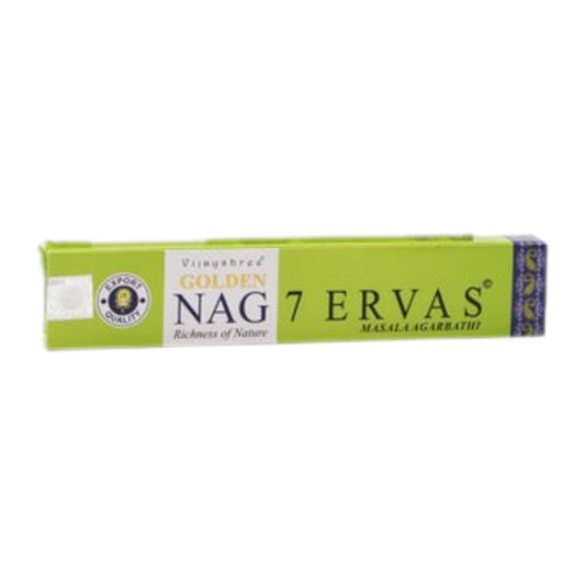 Box of Golden Nag 7 Ervas incense on a white background