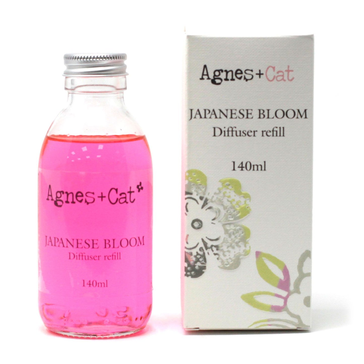 Agnes + Cat Japanese Bloom diffuser refill bottle and packaging on a white background