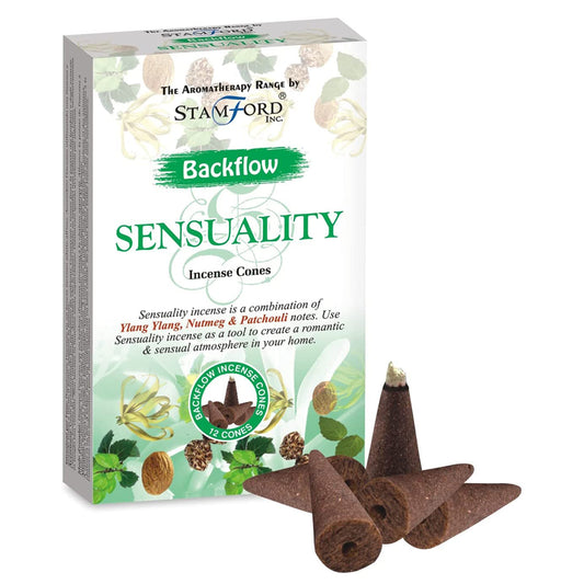Stamford aromatherapy backflow cones Sensuality are made using sustainable, natural, and plant-based ingredients, ethically produced in Karnataka, India.