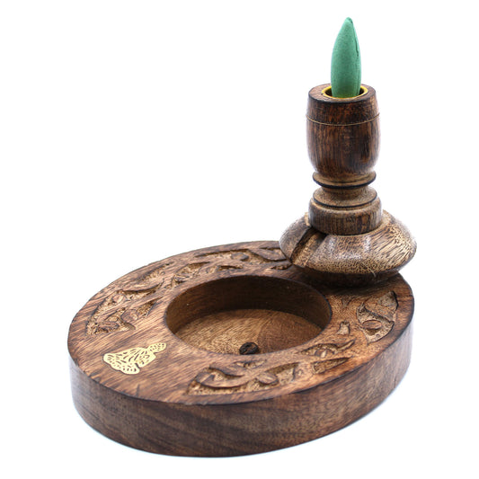 Backflow Burner Mango Wood - Brass Buddha