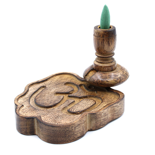Mango Wood Ohm Backflow Incense Burner is handcrafted in India
