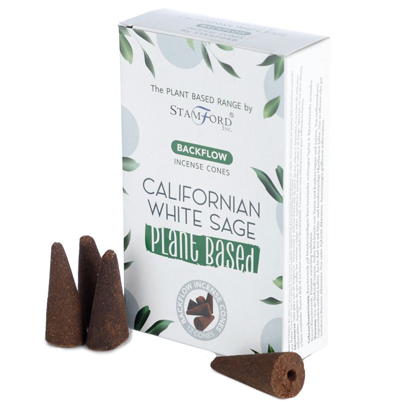 Stamford plant-based backflow cones Californian White Sage are made using sustainable, natural, and plant-based ingredients, ethically produced in Karnataka, India. 