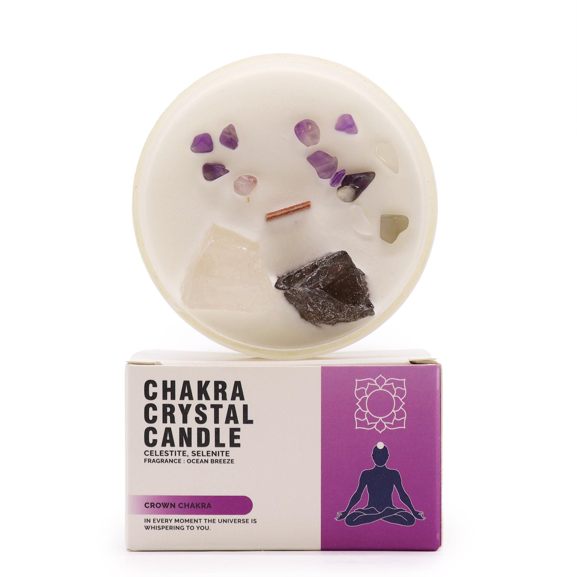 Crown Chakra with this enchanting soy wax crystal candle. 