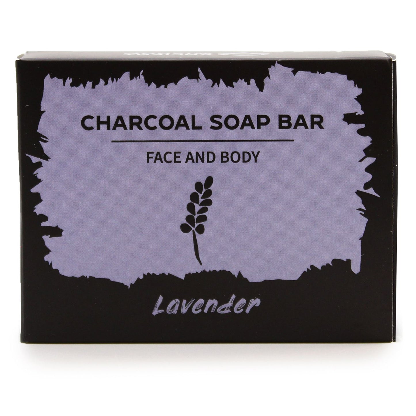 Box of Charcoal Soap Bar with Lavender scent on a white background