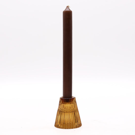 Add a touch of versatility and elegance to your home with the Flip Dinner Candle / Tealight Holder in Antique Amber. 