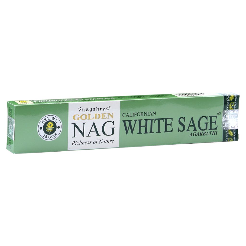 Experience the fragrant, tranquil scent of Golden Nag White Sage Incense Sticks. Hand-rolled in India with the finest ingredients. 