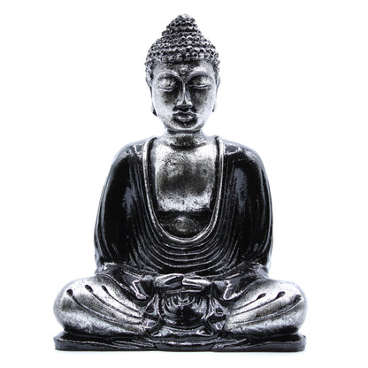 Add a touch of peace and serenity to your space with this exquisite Hand Painted Black &amp; Grey Buddha Statue. 
