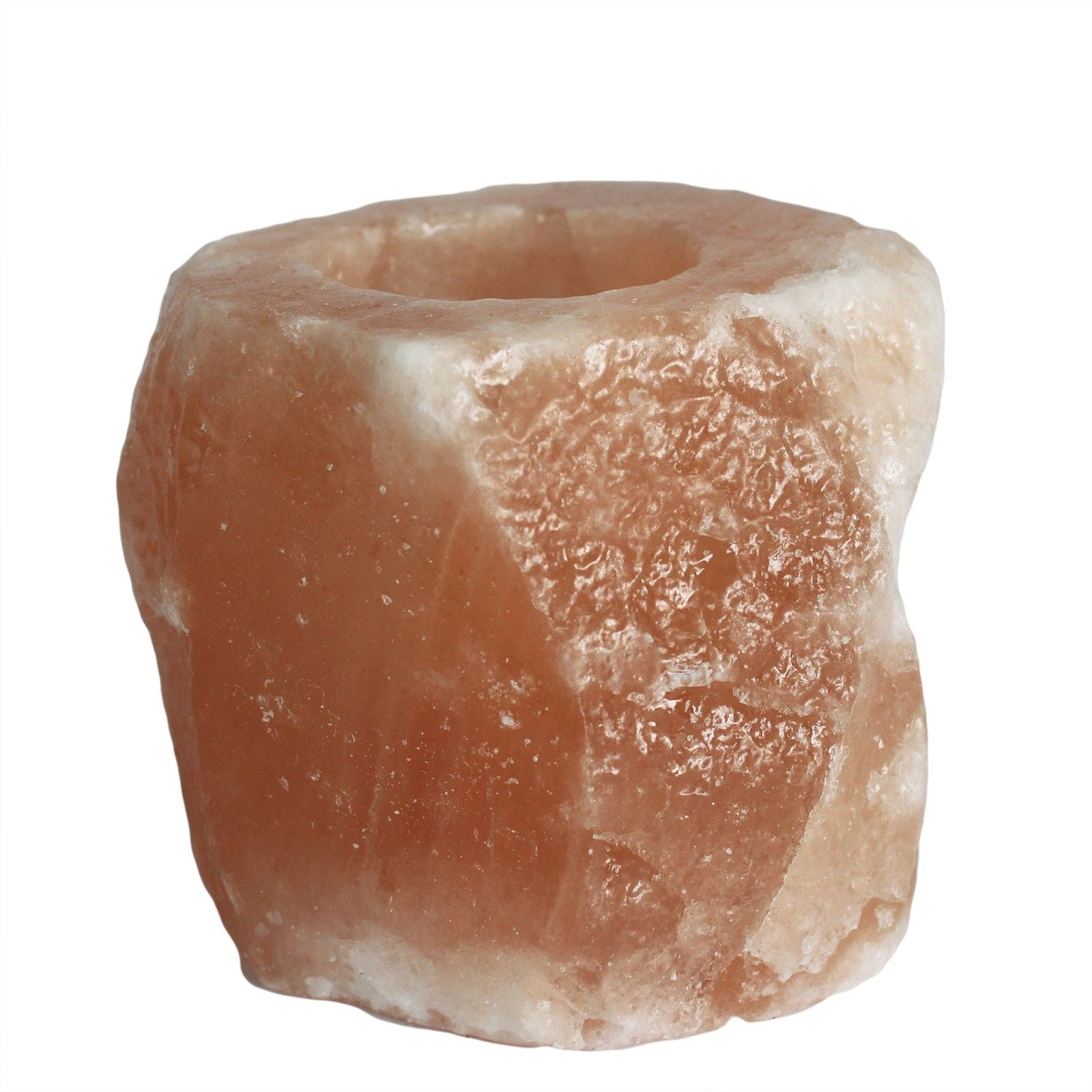 Himalayan salt lamp on a white background