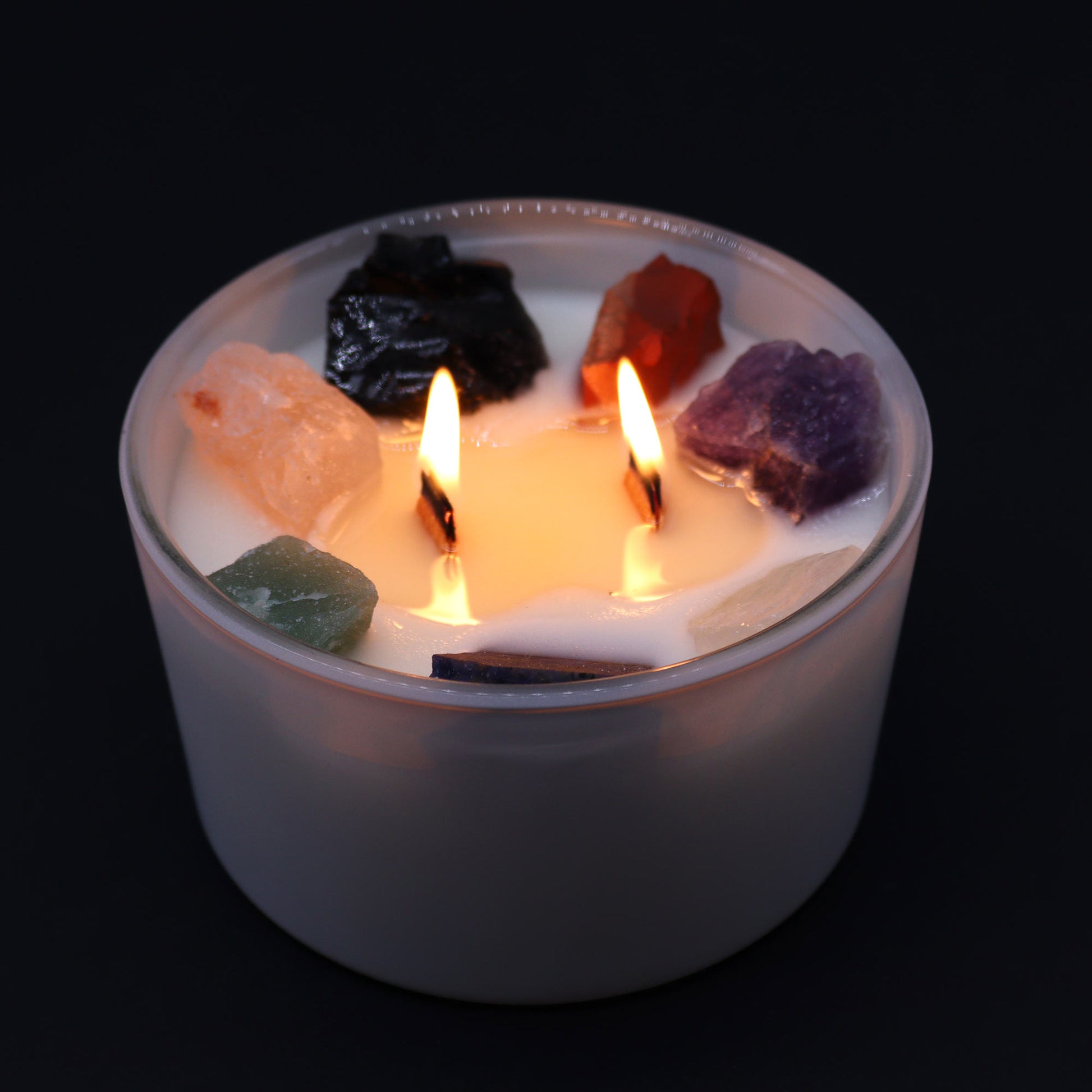 Seven Charkra with this enchanting soy wax crystal candle lit