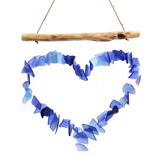 Bring harmony and a touch of nature to your outdoor space with a Recycled Glass Wind Chime Love Chime Blue. Handmade in Indonesia by skilled artisans