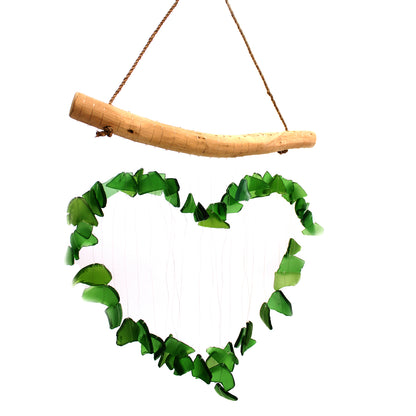 Bring harmony and a touch of nature to your outdoor space with a Recycled Glass Wind Chime Love Chime Green. Handmade in Indonesia by skilled artisans