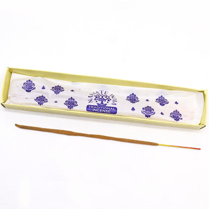 Incense stick with a branded box on a white background