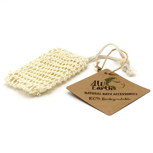 White mesh scrubber with a brown tag on a white background, featuring 'All Earth' branding.
