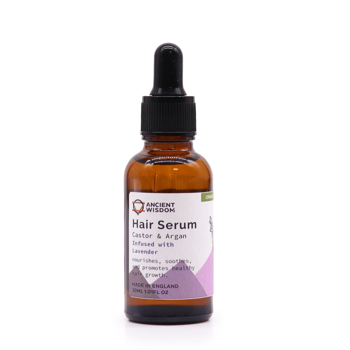 Hair serum bottle with dropper on a white background