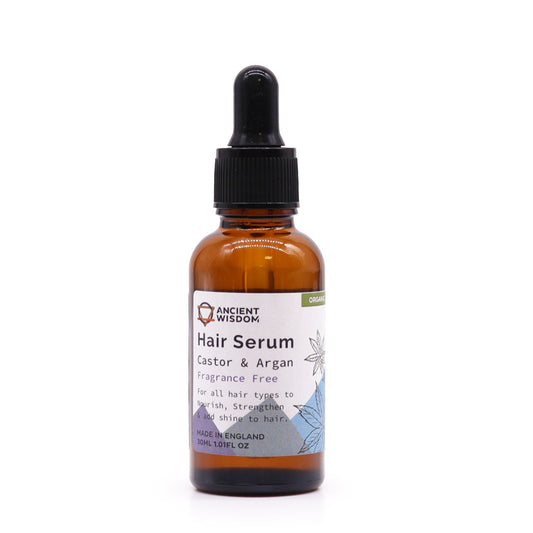 Hair serum bottle with dropper on a white background