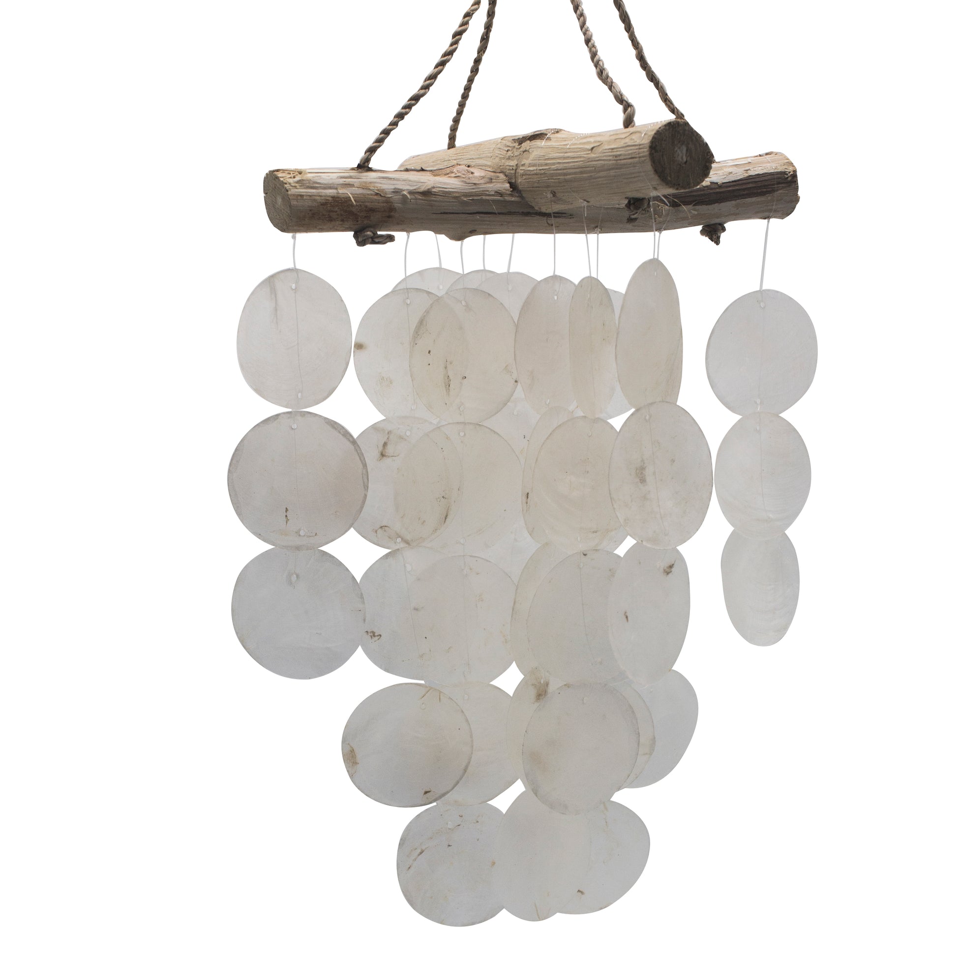 Bring a touch of natural elegance to your space with this handcrafted Pearl Effect Driftwood Chime, made by small family businesses in Bali.