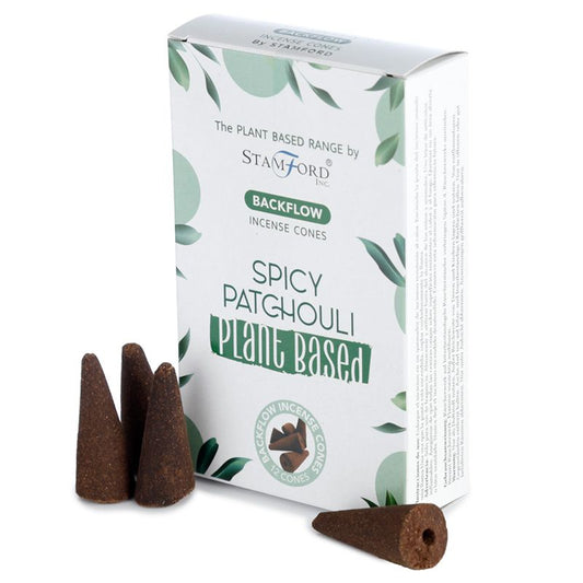Stamford plant-based backflow cones Spicy Patchouli are made using sustainable, natural, and plant-based ingredients, ethically produced in Karnataka, India. 