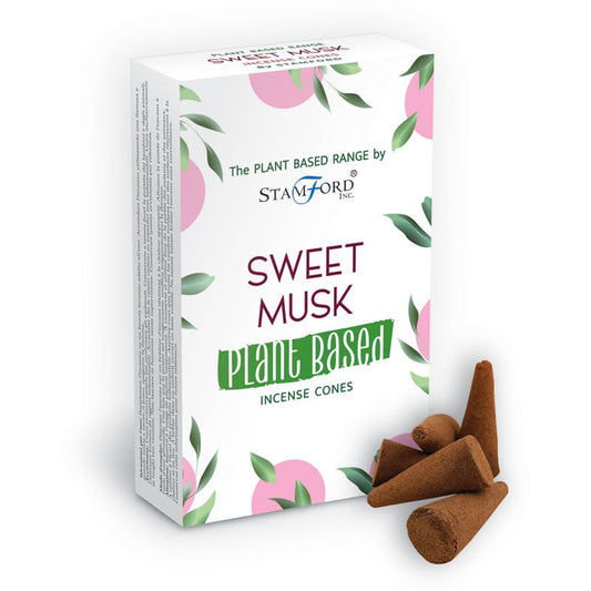 Stamford plant based incense cones Sweet Musk are made using sustainable, natural, and plant-based ingredients, ethically produced in Karnataka, India.