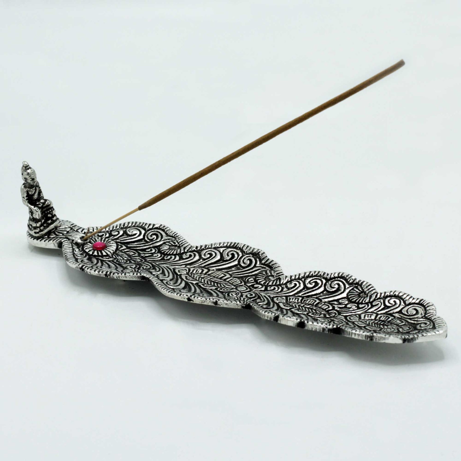 Polished Aluminium Buddha Long Incense stick Holder, meticulously crafted in India. 