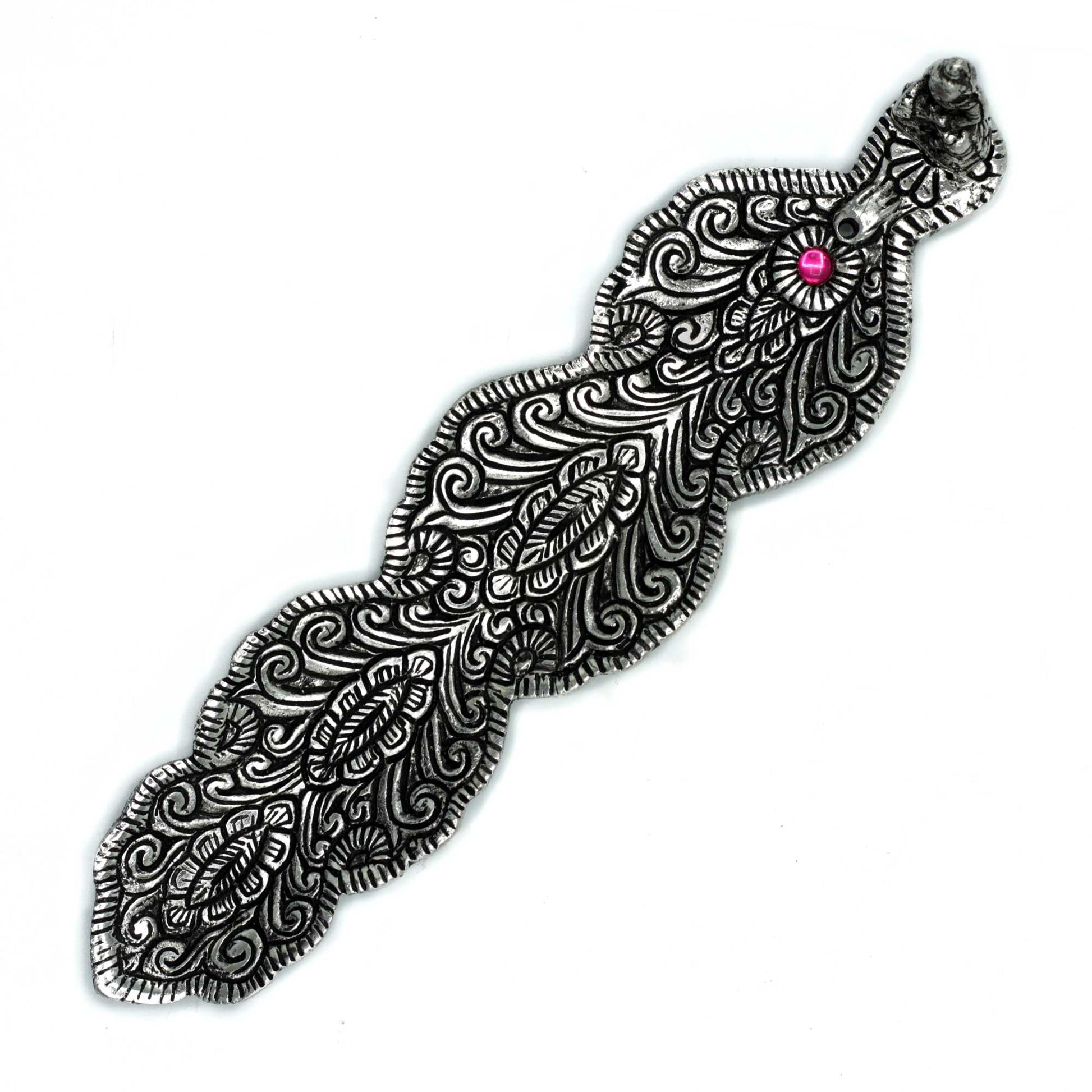 Polished Aluminium Buddha Long Incense Holder, meticulously crafted in India. 