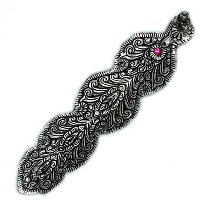 Polished Aluminium Buddha Long Incense Holder, meticulously crafted in India. 