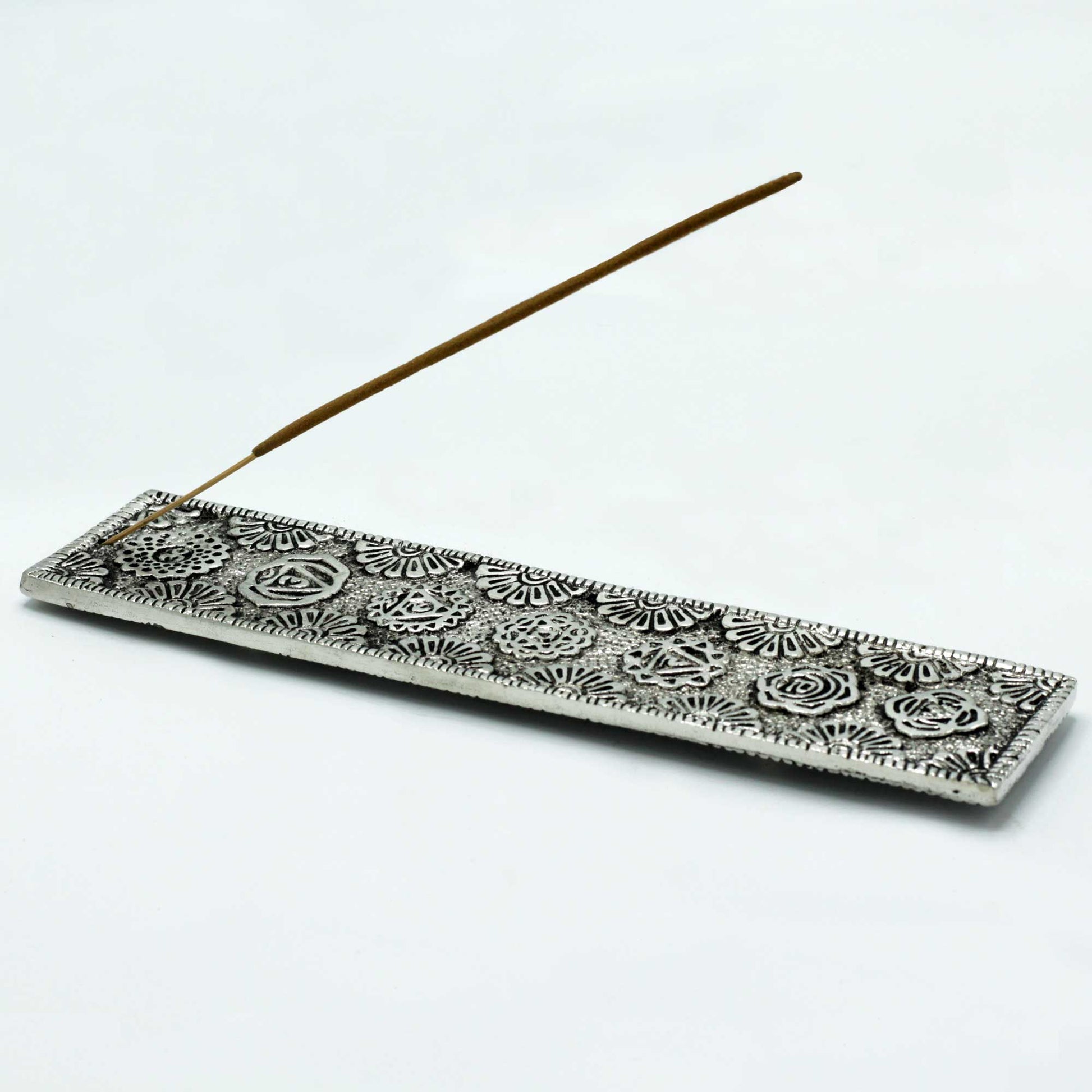 Polished Aluminium Chakra Long Incense stick Holder, meticulously crafted in India.