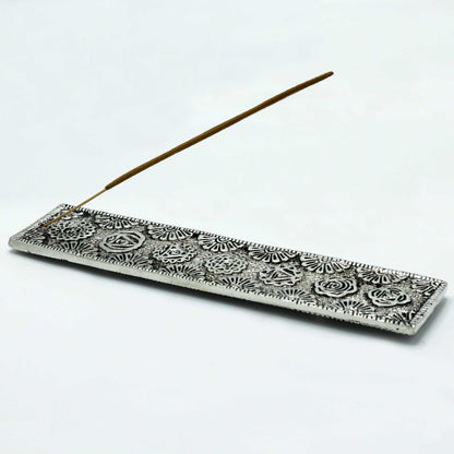 Polished Aluminium Chakra Long Incense stick Holder, meticulously crafted in India.