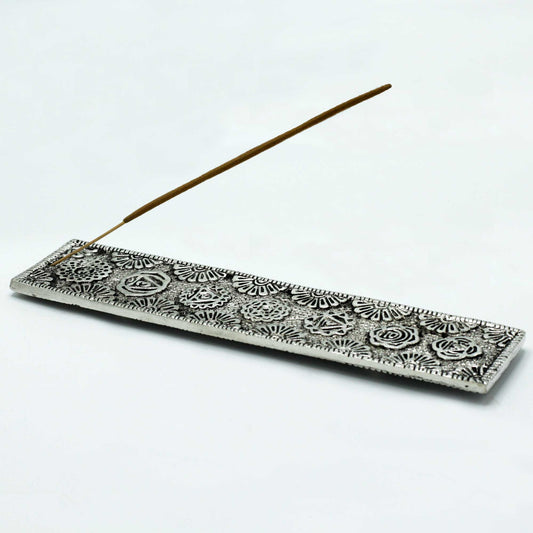 Polished Aluminium Chakra Long Incense stick Holder, meticulously crafted in India.
