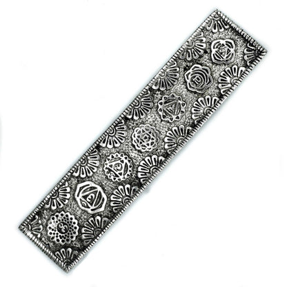 Polished Aluminium Chakra Long Incense Holder, meticulously crafted in India.