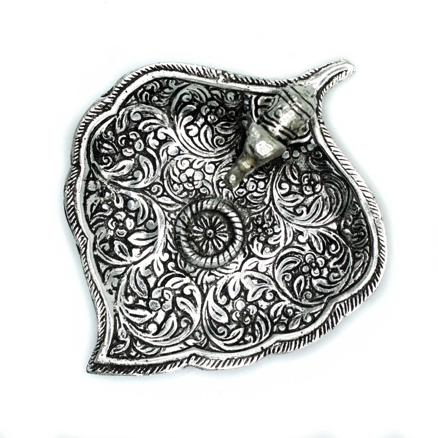 Polished Aluminium Elephant Leaf Incense Holder, meticulously crafted in India. 