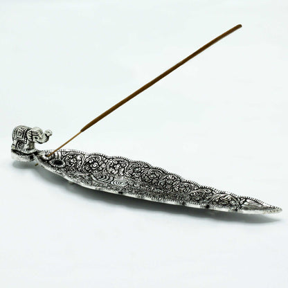Polished Aluminium Elephant Long Incense stick Holder, meticulously crafted in India. 