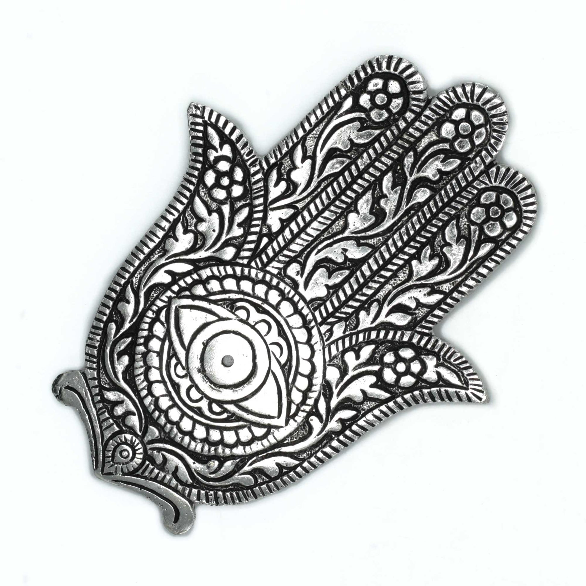 Polished Aluminium Hamsa Incense stick Holder, meticulously crafted in India. 