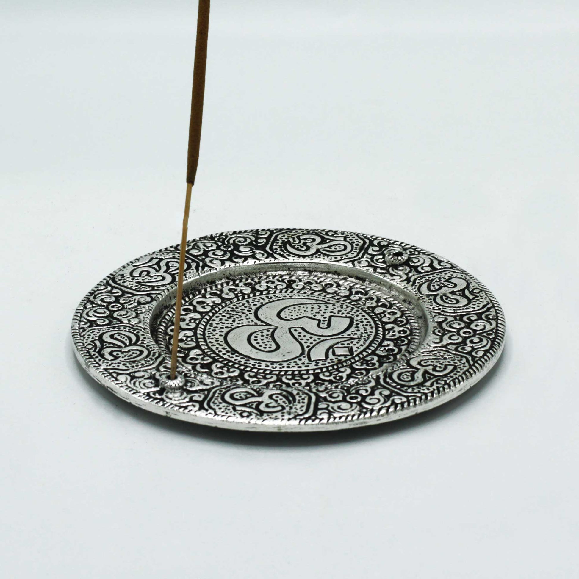 Polished Aluminium Om Round Incense stick Holder, meticulously crafted in India. 