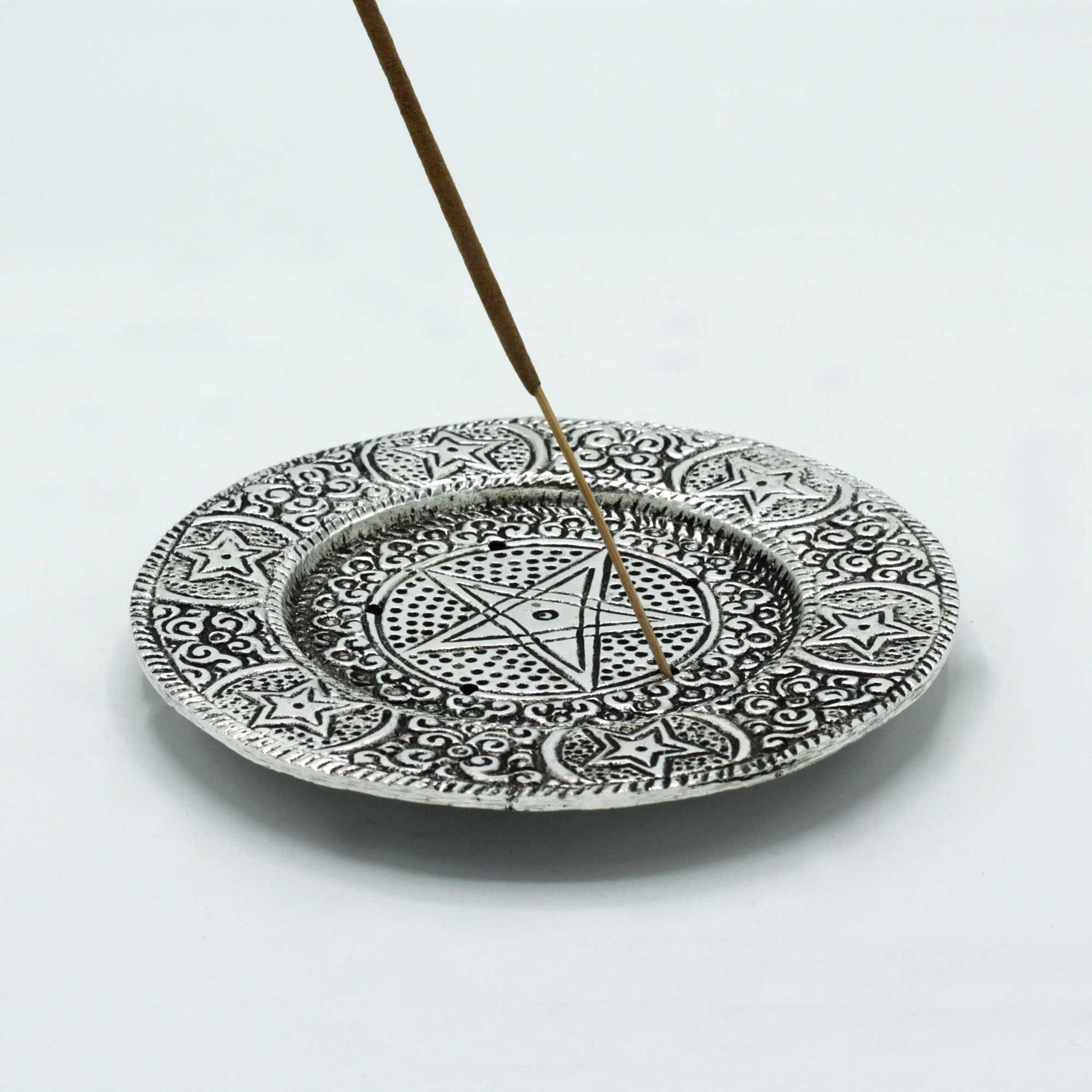 Polished Aluminium Pentagram Incense stick Holder, meticulously crafted in India. 