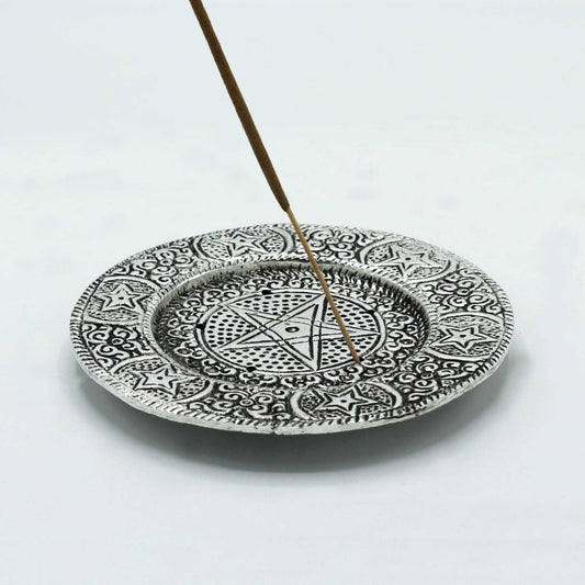 Polished Aluminium Pentagram Incense stick Holder, meticulously crafted in India. 