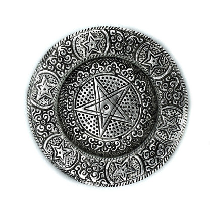 Polished Aluminium Pentagram Incense Holder, meticulously crafted in India. 