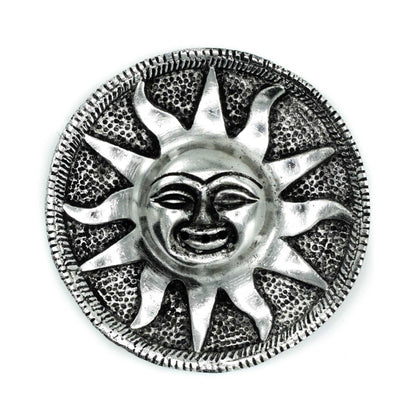 Polished Aluminium Sun Round Incense Holder, meticulously crafted in India. 