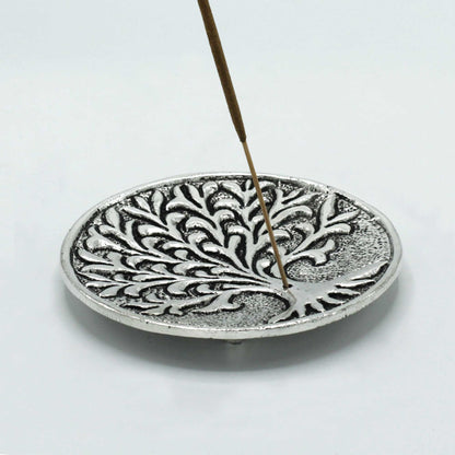 Polished Aluminium Tree of Life Incense stick Holder, meticulously crafted in India.