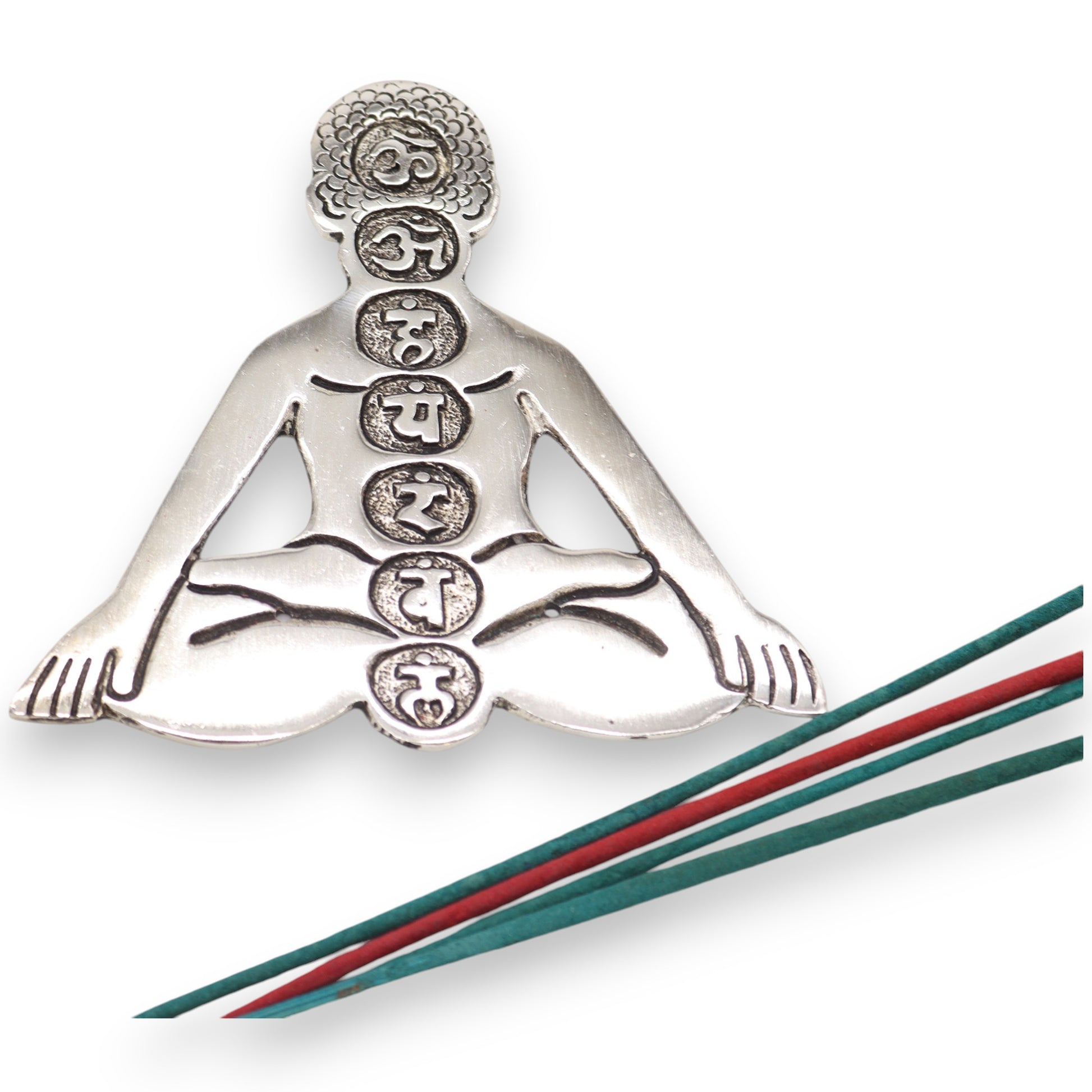 Polished Aluminum Seven Chakra Yoga Incense Holder incense sticks