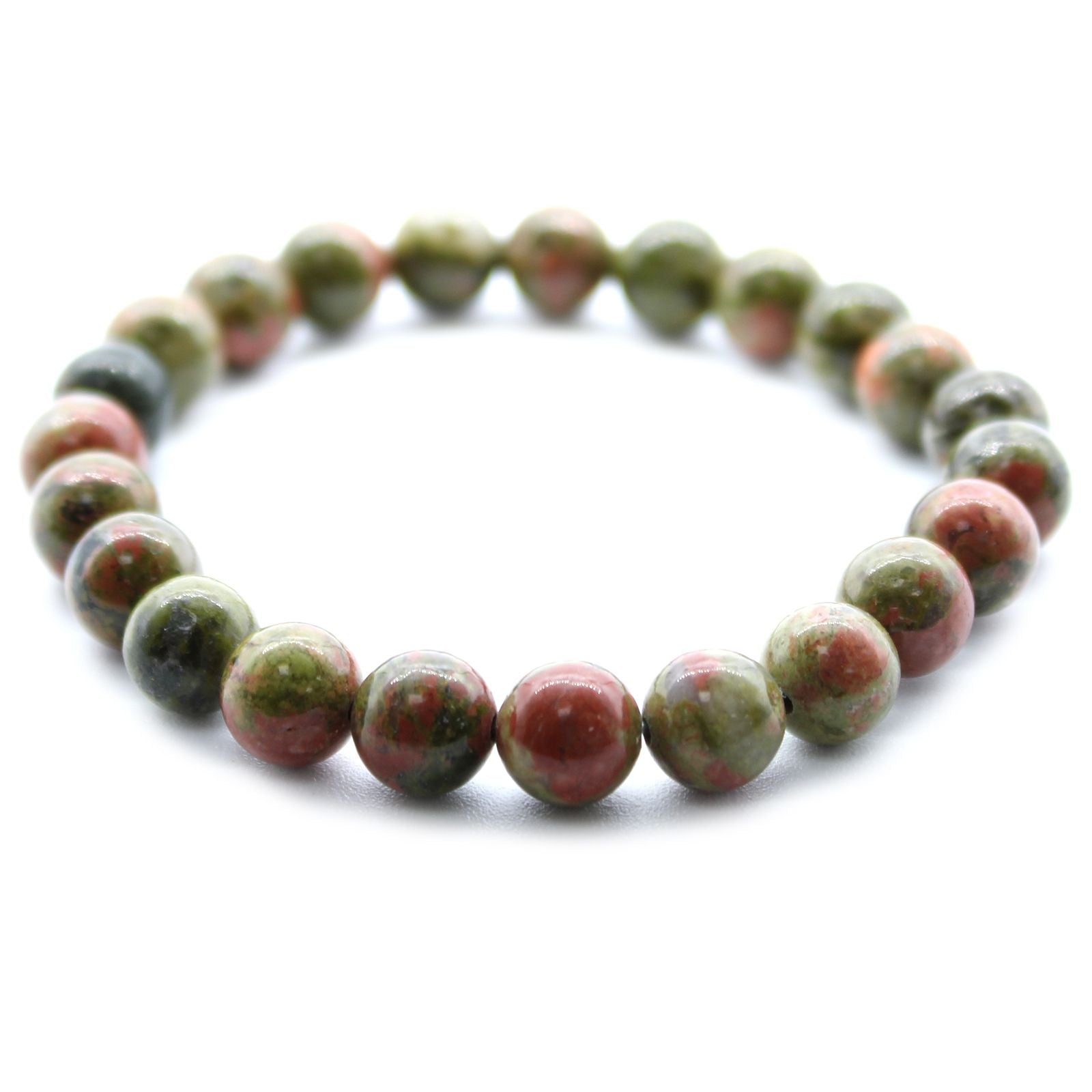 Multicolored beaded bracelet on a white background