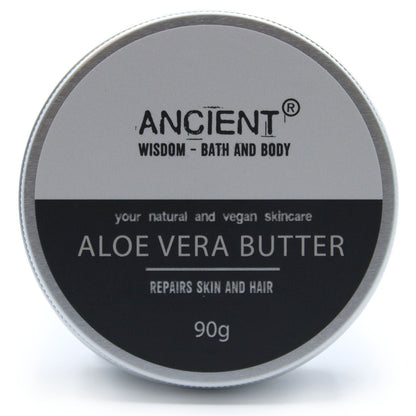 Tin of Aloe Vera Butter by Ancient Wisdom Bath and Body on a white background