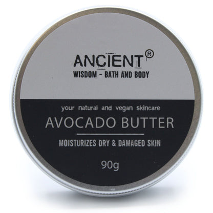Container of Ancient Wisdom Avocado Butter on a white background