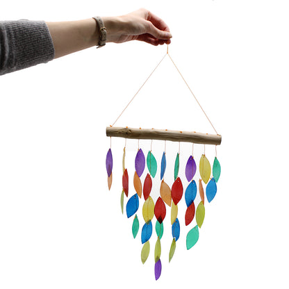 Bring a touch of natural elegance to your space with this handcrafted Rainbow Leaf Copis Chime. 