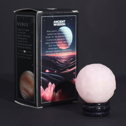 Bring a touch of cosmic beauty into your space with the Rose Quartz Planet Venus. boxed