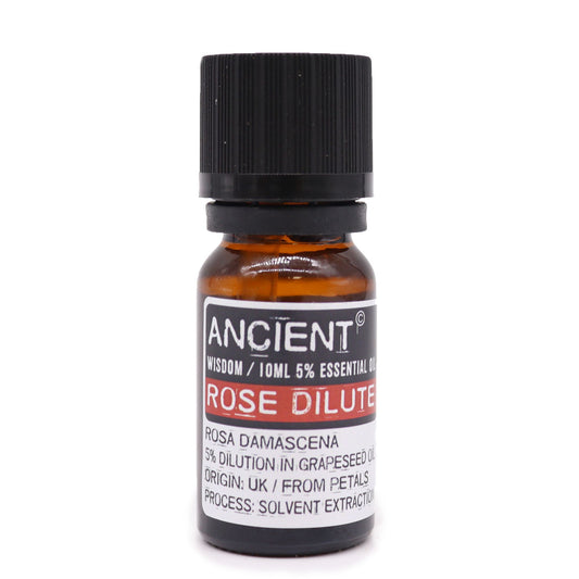 Bottle of Ancient Wisdom Rose Dilute essential oil on a white background