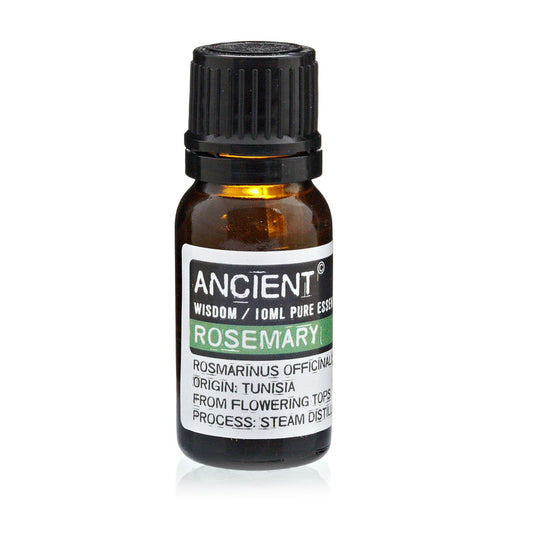 Bottle of Ancient Wisdom Rosemary essential oil on a white background