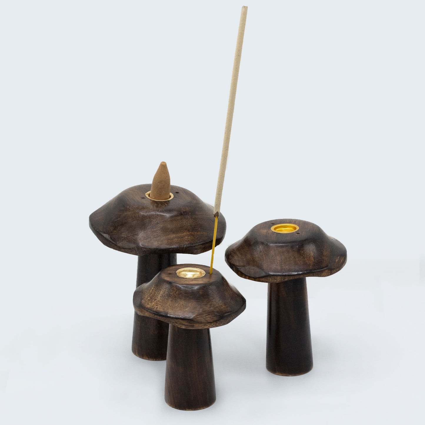 Set of 3 Flat Incense Cone Mushrooms 