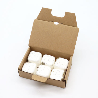 Box of marshmallows on a white background